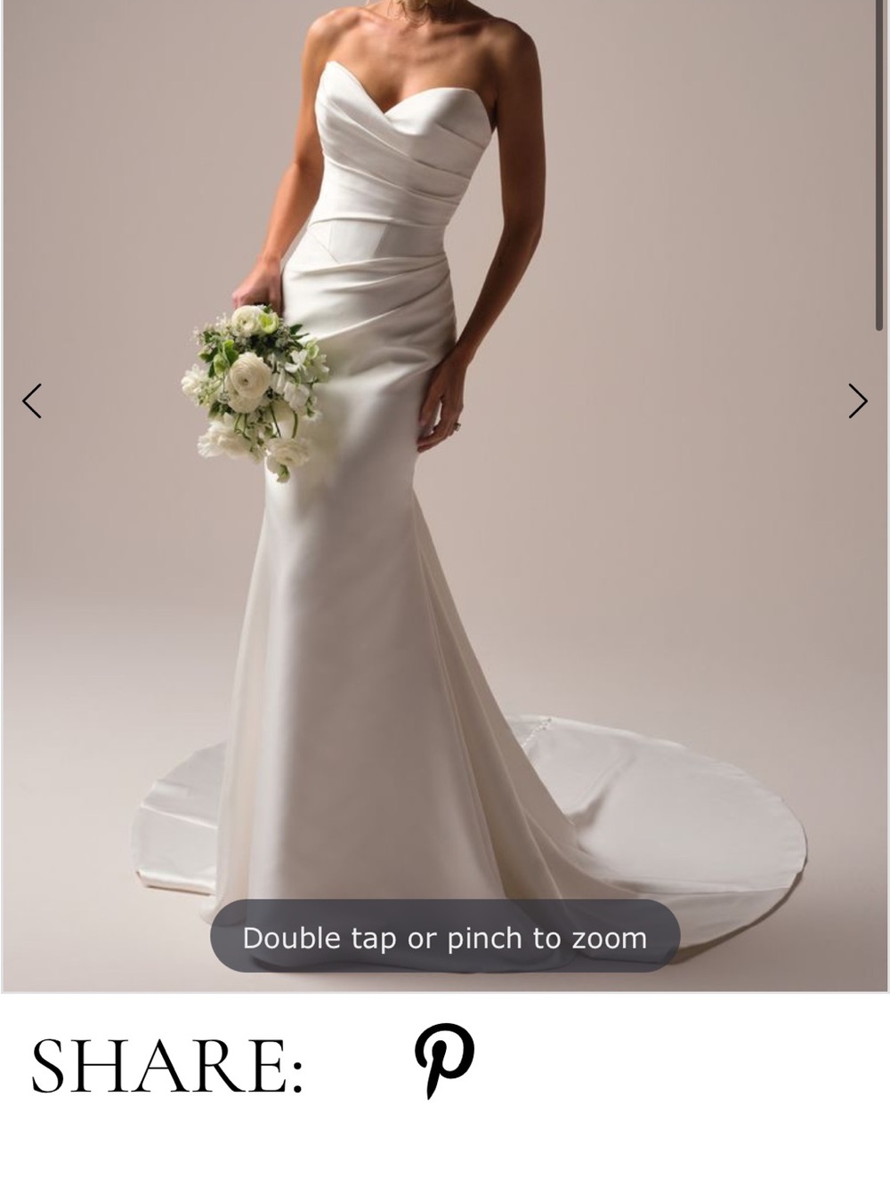 Maggie Sottero Cream Satin Strapless Wedding Dress